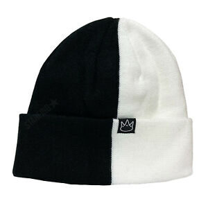 Jay Rauler Half Black White 2 Two Tone Beanie Knit Cuff Cap Hat